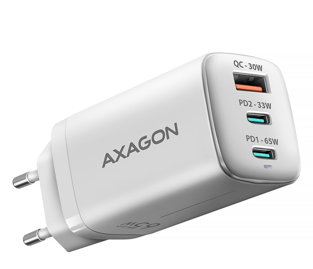 Axagon ACU-DPQ65W, GaN 65W, 3x port, PD3.0/QC4+/PPS/Apple - 1353462 - zdjęcie